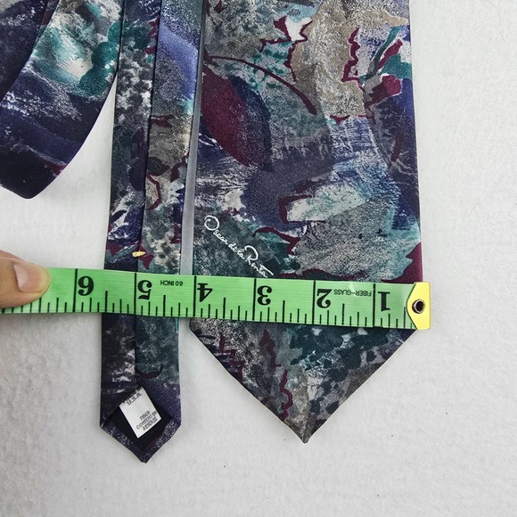 Oscar de la Renta Studio Vintage Sulk Blend Necktie Abstract Art Tie USA Made - Picture 6 of 7